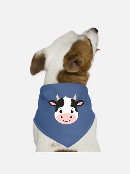 Cartoon joyeux Cow Face - Bandana pour chien - rouge - Devant