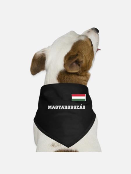Ungarn Trikot Look – MAGYARORSZÁG - Fahne Flagge - Hunde-Bandana - Schwarz - Vorne