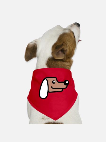 Dog Face Small Happy Pet Head Cute - Dog Bandana - red - Front