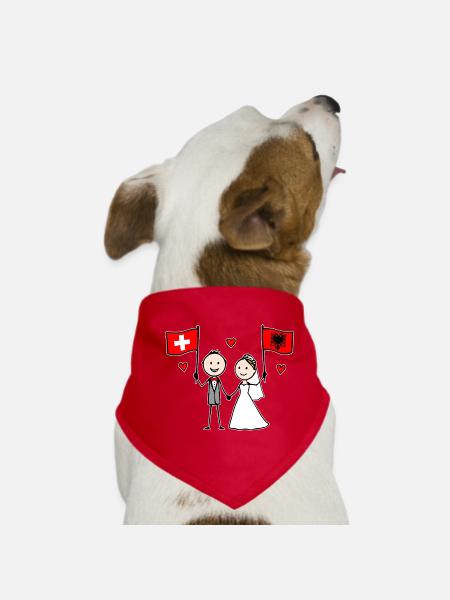 Couple de mariage Suisse Albanie Drapeau - Bandana pour chien - rouge - Devant