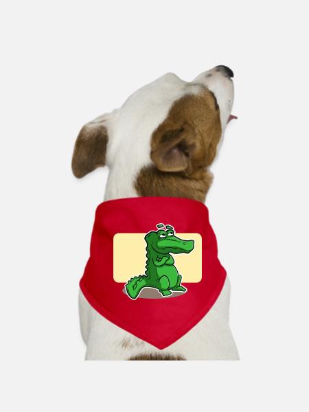 cute crocodile - Dog Bandana - red - Front