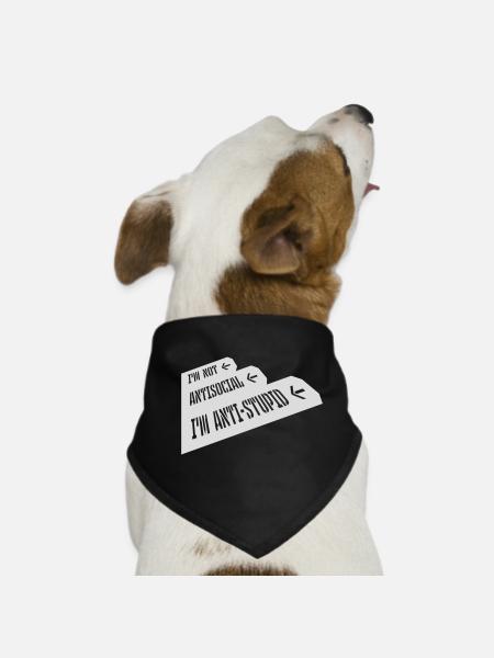 not antisocial anti stupid - Dog Bandana - black - Front