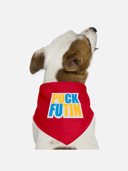 Conception du logo Puck Futin - Bandana pour chien - rouge - Devant