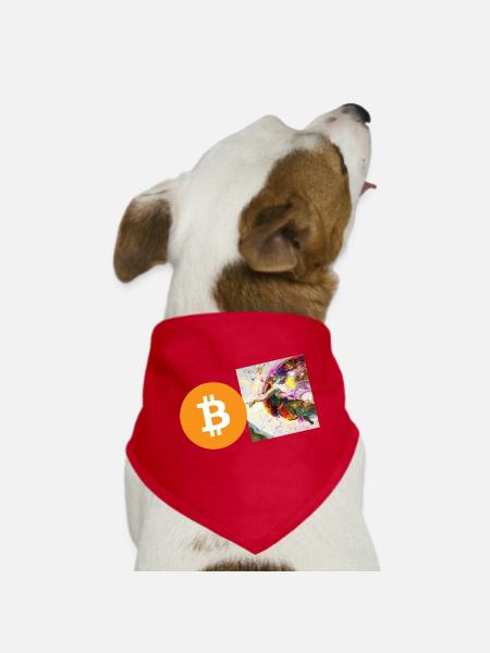 Krypto Creation Hand 6 Bitcoin BTC - Hunde-Bandana - Rot - Vorne