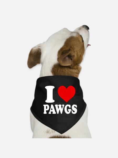 I Love Pawgs Heart Funny Party Funny - Dog Bandana - black - Front