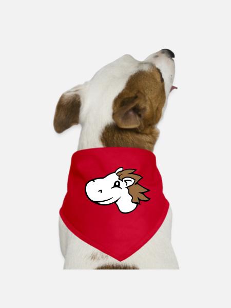 Pferd Süß Pony Fohlen Schnell Reiten Comic Reiter - Hunde-Bandana - Rot - Vorne