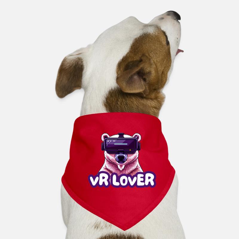 VR Bear with Virtual Reality Glasses - Dog Bandana - red