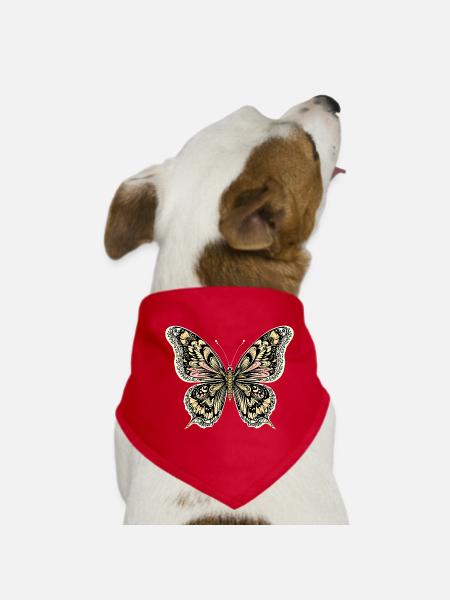 Boho Butterfly - Dog Bandana - red - Front