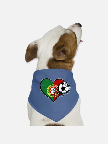 Portugal Flagge Fußball mit Herz used - Hunde-Bandana - Rot - Vorne