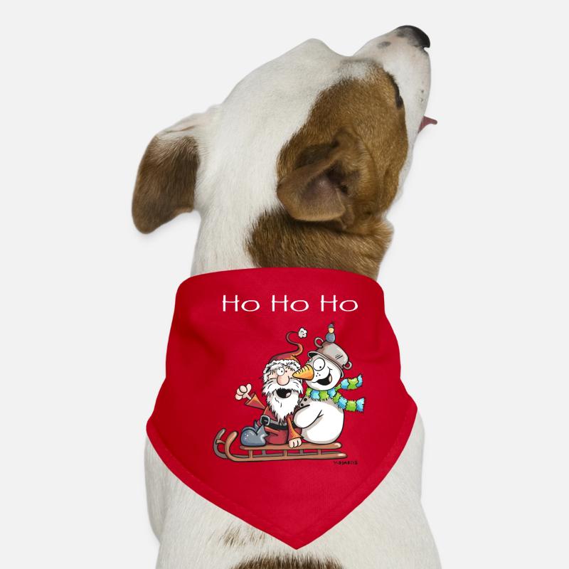 Weihnachtsmann und Schneemann - Comic - Hunde-Bandana - Rot