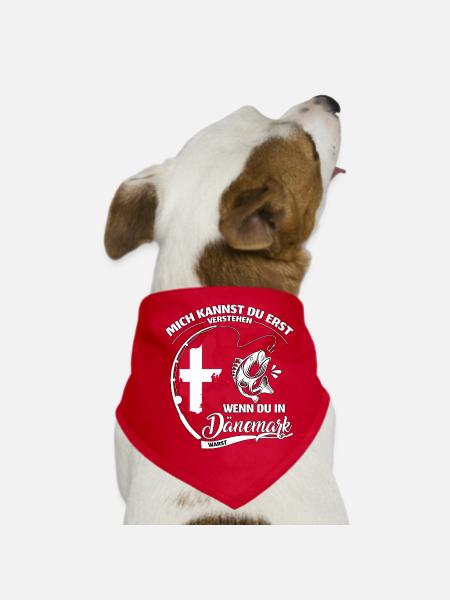 Dänemark Spruch Topographie Angeln Design - Hunde-Bandana - Rot - Vorne