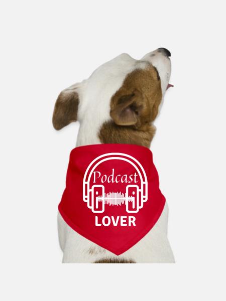 Podcasting Podcast Podcasts Podcaster Idée cadeau - Bandana pour chien - rouge - Devant