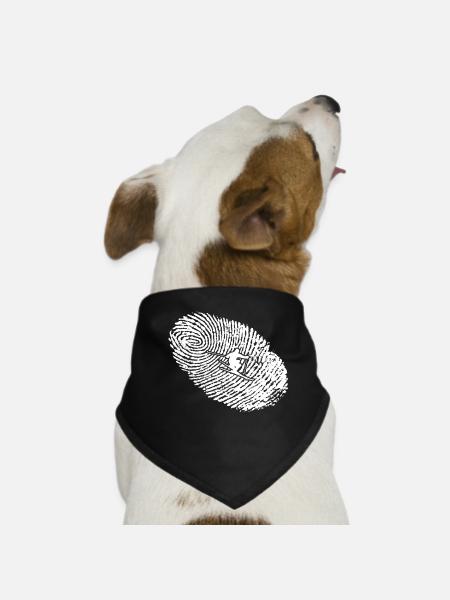 fingerabdruck dna dns geschenk skiing ski - Hunde-Bandana - Schwarz - Vorne