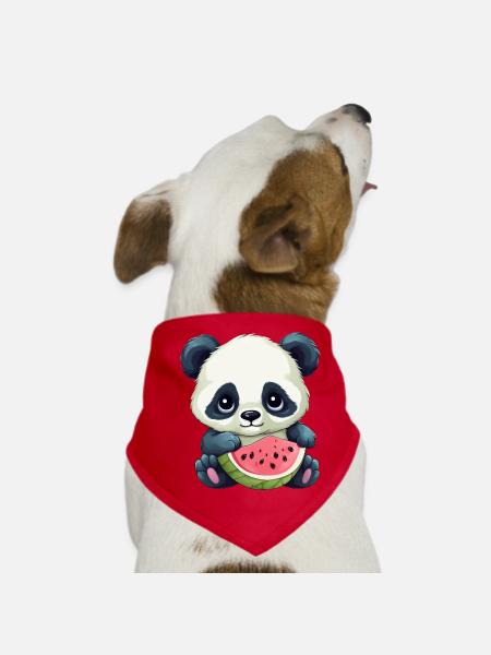 Panda mignon à la pastèque - Bandana pour chien - rouge - Devant