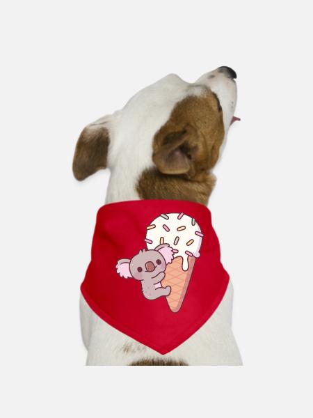 Funny Koala Clinging To Icecream Cone - Dog Bandana - red - Front