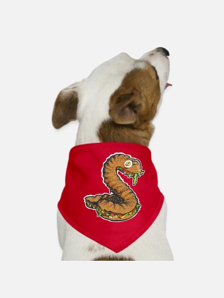 Die naschende Schlange - Hunde-Bandana - Rot - Vorne