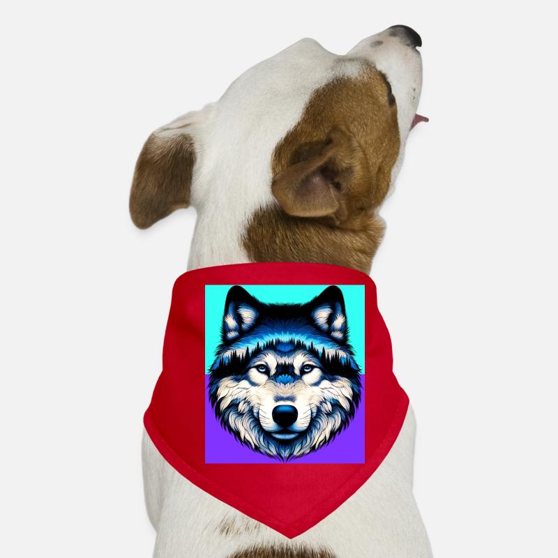 Wolf - Hunde-Bandana - Rot