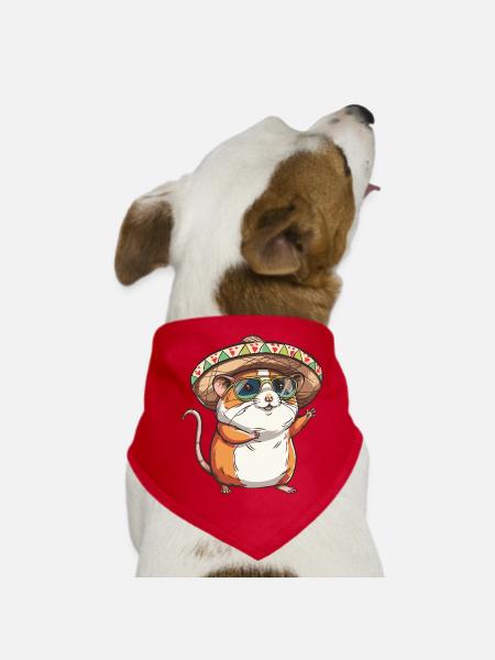 Hamster Lustig Sombrero - Hunde-Bandana - Rot - Vorne