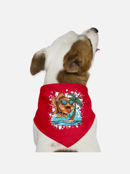 Bande dessinée d’été Poisson rouge - Bandana pour chien - rouge - Devant
