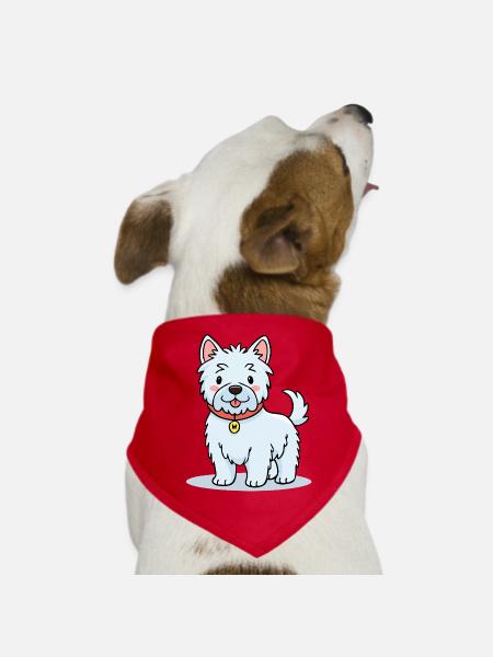 Little West Highland Terrier (comic) - Dog Bandana - red - Front
