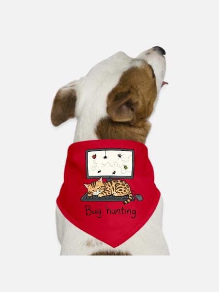 Bengal Cat IT & Programmer Humor - Dog Bandana - red - Front