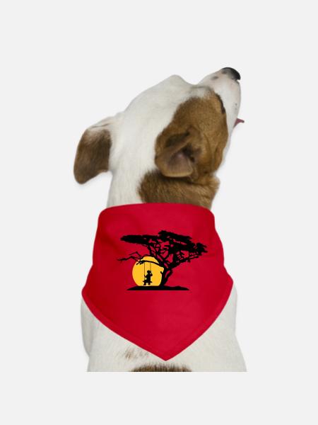sun silhouette tree africa savanna lonely trauri - Dog Bandana - red - Front