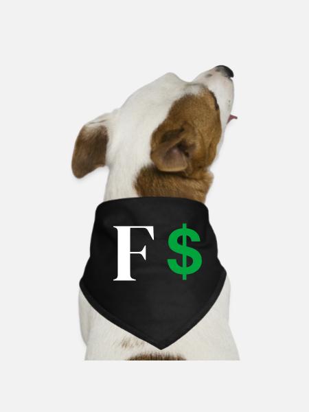 Buchstabe f Dollar - Hunde-Bandana - Schwarz - Vorne