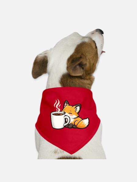 Kuschelfuchs mit Kaffee - Hunde-Bandana - Rot - Vorne
