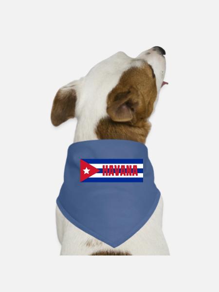 Havana City in Cuban Flag - Dog Bandana - red - Front