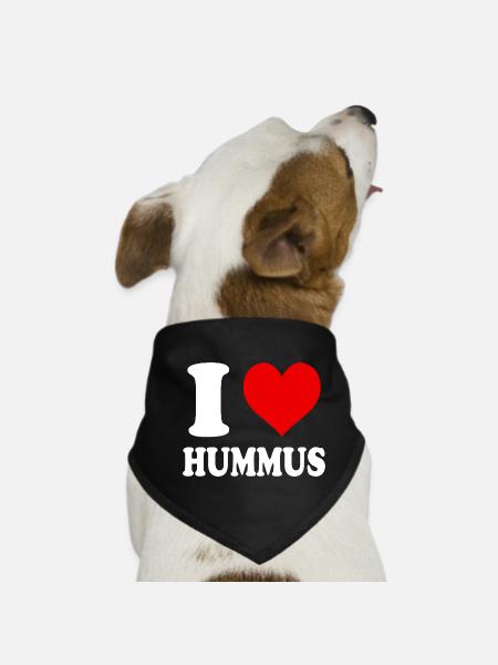 J’aime le houmous végétalien Nourriture végétale Funny Heart - Bandana pour chien - noir - Devant