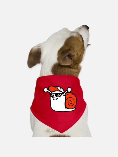 Snail Sunglasses Cute Cute Happy Cool - Dog Bandana - red - Front