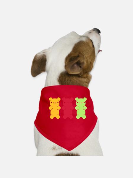 3 colorful gummy bears - Dog Bandana - red - Front