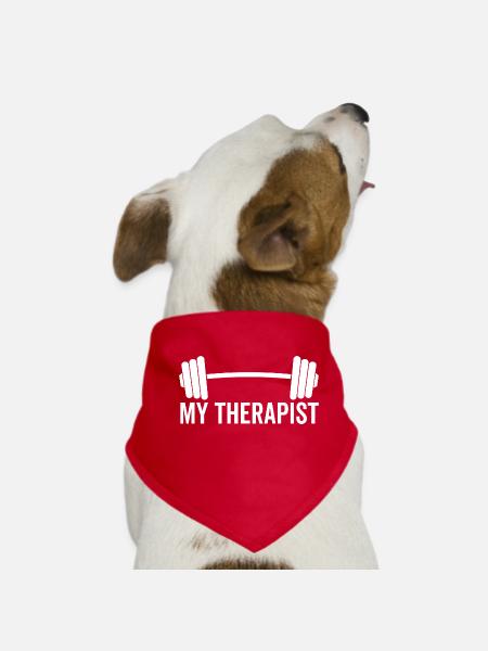 Barbell My Therapist - Dog Bandana - red - Front