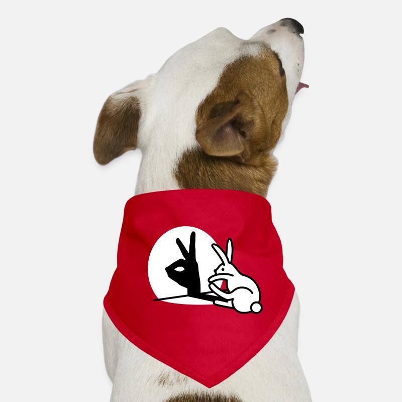 Funny Rabbit Hand Shadow Projection Rabbit - Dog Bandana - red