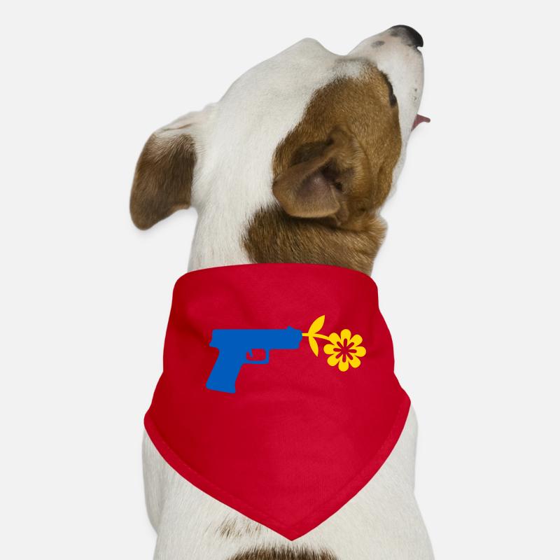 Pistole mit Blume als Friedenszeichen Hunde-Bandana