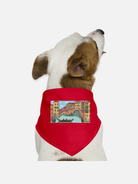 Venice, Italy - Pixel Art - Dog Bandana - red - Front