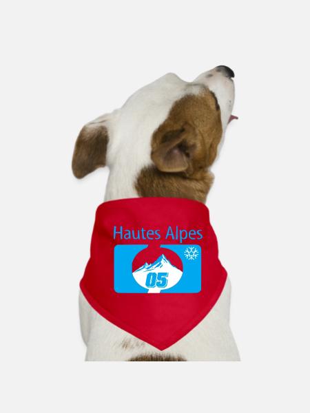 Montagnes et Flocon Hiver Hautes Alpes - Bandana pour chien - rouge - Devant