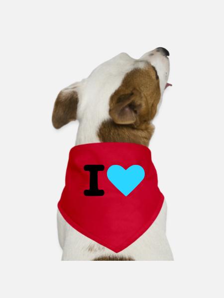 I love - Hunde-Bandana - Rot - Vorne