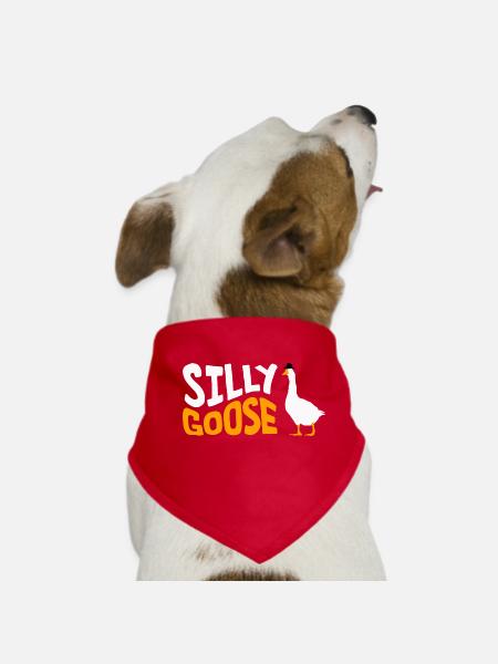 Silly Goose with a hat - Dog Bandana - red - Front