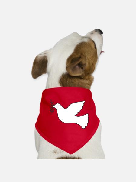Friedenstaube mit Zweig - Hunde-Bandana - Rot - Vorne