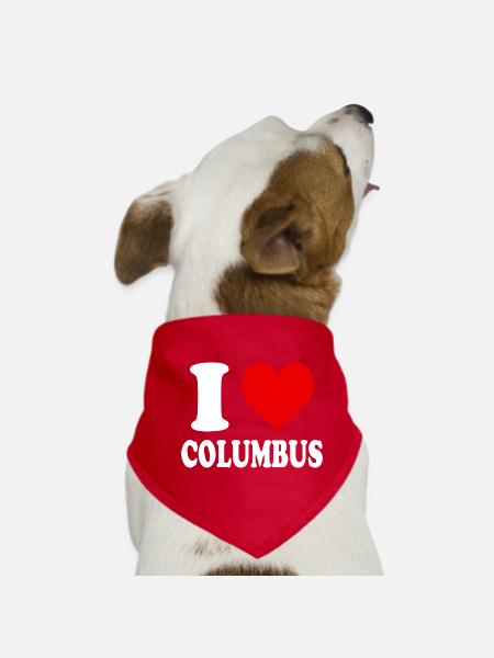 I Love Columbus Heart America USA Funny - Dog Bandana - red - Front