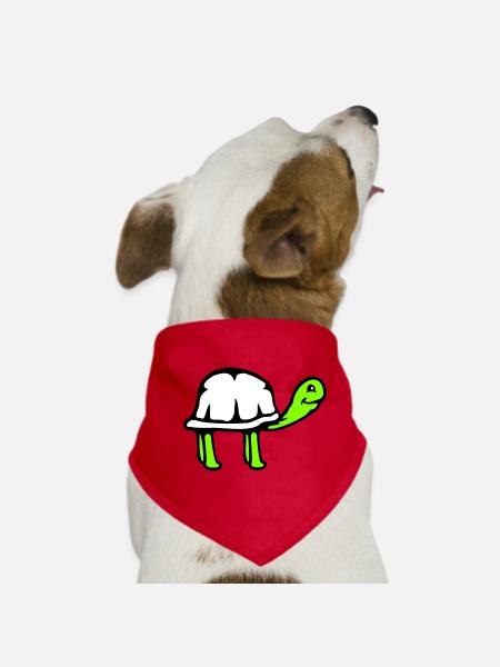 Schildkröte langer Hals lächelt glücklich lustig - Hunde-Bandana - Rot - Vorne
