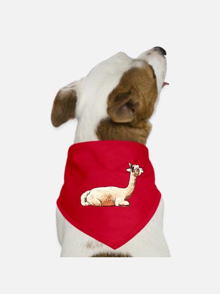 süße Tierdesigns, Alpaka Stute liegend - Hunde-Bandana - Rot - Vorne