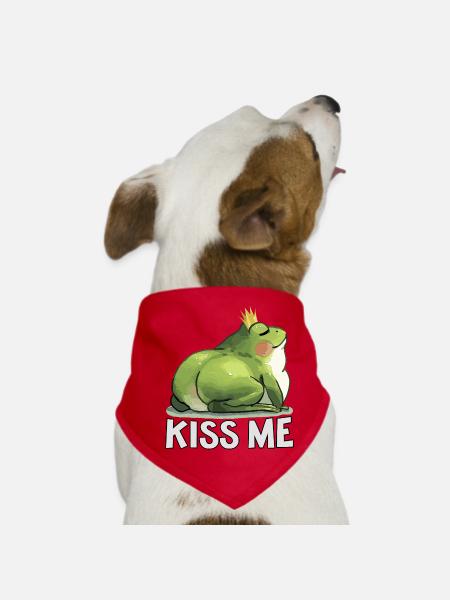 Königliche Kröte Küss Mich fetter frosch - Hunde-Bandana - Rot - Vorne