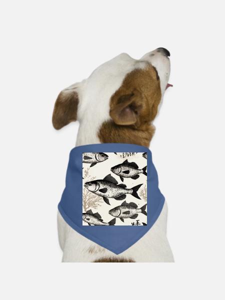 Japanese Style Fish Drawing - Dog Bandana - red - Front