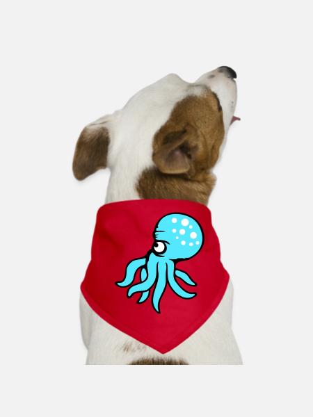 Oktopus Kraken Tintenfisch Kopffüßer böser Blick - Hunde-Bandana - Rot - Vorne