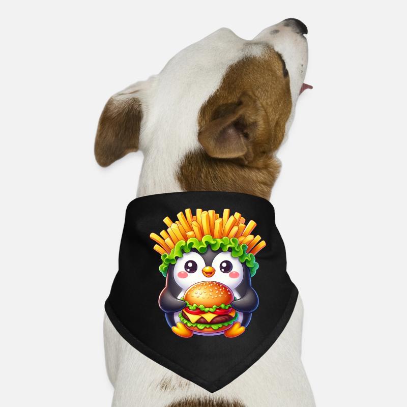 pingouin mignon avec burger frites design de restauration rapide Bandana pour chien
