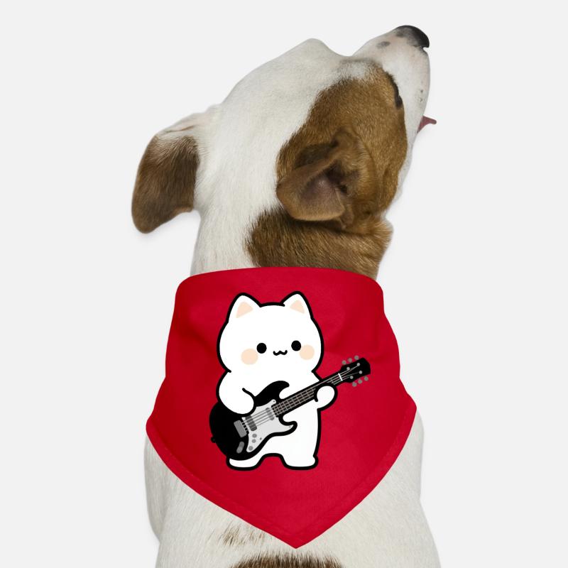 Kawaii Cat with Electric Guitar Dog Bandana