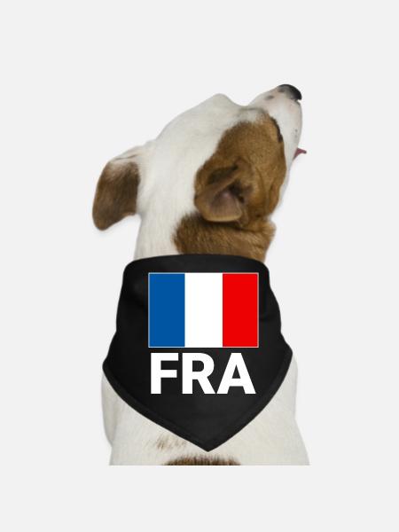 Sportliche Frankreich Flagge mit FRA Abkürzung - Hunde-Bandana - Schwarz - Vorne