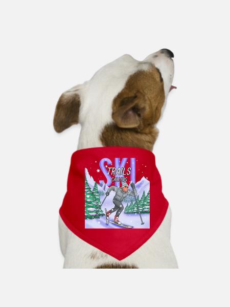 Ski Trails Calling Cross-Country Sports - Dog Bandana - red - Front